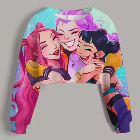 KPop Devil Hunter Huntrix Ultra Short Hoodie Children's Hoodie Sportswear Girls' Pullover Girls' Fas