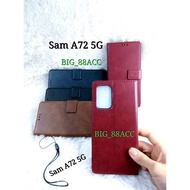 Leather Case Leather Flip Cover Samsung Galaxy A72 5G Walet Casing - Wallet Cover