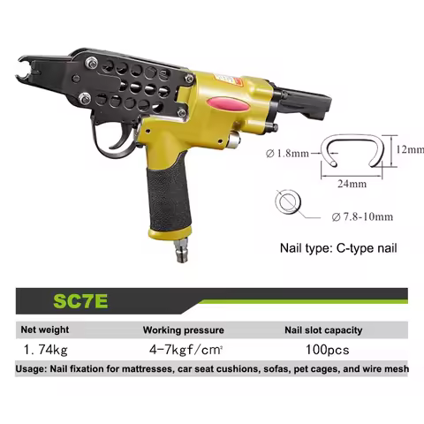 Pneumatic C Ring Nailer Cage Stapler Nail SC7E Air C-type Machine Nailer Pneumatic Nail Gun for Bree
