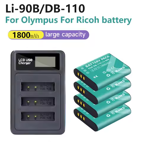 1800mAh Li-90B Li 90B DB-110 Camera Battery + Charger for Olympus Tough TG-1 TG-2 TG-3 TG4 TG-5 SH-1