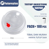 【TUTUP 100 PCS】Tutup Injection Tutup Stoper Merah - Lid Cup Injection Tutup Gelas Plastik Bening Hea