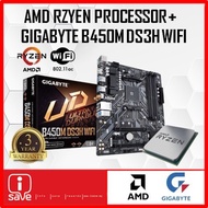 Gigabyte B450M DS3H WIFI B450 AM4 DDR4 Motherboard + AMD RYZEN 3 / RYZEN 5 / RYZEN 7 / RYZEN 9 CPU C