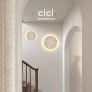 Cici Cici Cici | Round natural stone wall lamp - 3 light modes, modern minimalist style