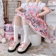 Ban Đầu Bướm Sữa Nắp Đầu Tròn Gót Dày Lo Giày Nữ Giày Phong Cách Lolita Giày Đồng Phục Với Nơ Nút Th