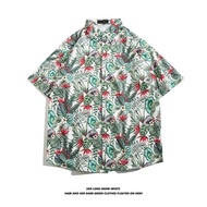 Hawaiii Beach Shirt Men Short-Sleeved Summer Vacation Men's Thai Retro Hong Kong Style Flower Shirt 