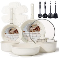 CAROTE 17pcs Pots and Pans Set, Nonstick Cookware Set Detachable Handle, Induction Kitchen Cookware 