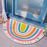 🇸🇬 Ready Stock Rainbow Half Semi-Circle Bristle Doormat Entry Mat Door Dirt Scraping Anti-Slip