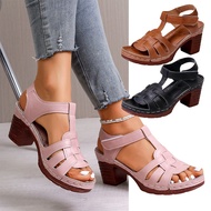 Heels Sandals for Women 7cm Korean Style Thick High Heels Lop for Ladies Gladiator Sandals Elegant