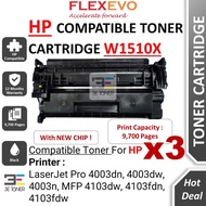 3 Units Compatible 151X Toner with NEW CHIP W1510X for Laserjet Pro 4003dn 4003dw 4003n MFP 4103dw 4