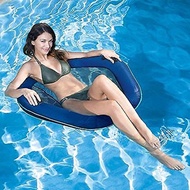Aqua Inflatable Pool Float, Lounge Chair, Batik Fabric Print, Navy