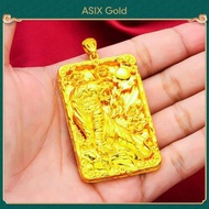 ASIX GOLD Original 24K Gold Plated Korean Gold 916 Pendant Mens Mighty Tiger Plate Pendant Gift Jewe