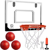 Jugana Mini Basketball Hoop Set, 40 x 30 cm, Indoor Basketball Board with 3 Balls and Pump, Wall Mou