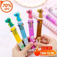 ​​Cute Dinosaur Pen 10 Warna​​ - Retractable Ball Pen Seperti ​​Lego​​ & ​​Mainan Budak Lelaki​​