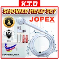 JOPEX JPS02W PVC Hand Shower Set Handheld Shower Head Set With Flexible Hose & Bracket / Paip Pancur