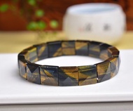 純天然黃藍虎刻面手排10MM 顏色鮮豔,晶體水潤