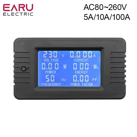 PZEM 5A 10A 100A Battery Capacity Tester AC80-260V 6in1 Voltage Current Power Capacity Meter Resista