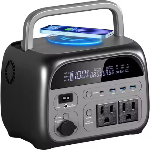 Portable Power Station,481Wh LiFePO4 Battery,Solar Generator with 500W AC QC3.0 USB-C Output for Hom