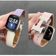 Elegant H Magnetic Buckle Leather Fitbit Versa 4 Strap Adjustable Fitbit Versa 3 Strap Fitbit Sense 
