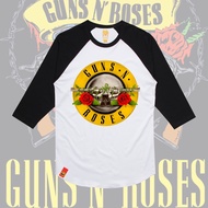 Guns N Roses Rock Band Legendary Mens Raglan Long Sleeve Casual Graphic T-Shirt