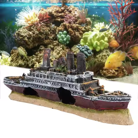 Resin Shipwreck Decorations Pirate Ship Design Ship Ornament Aquarium Decoration Lost Wrecked Boat F