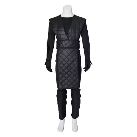 Men's MK Noob Saibot Cosplay Costume Black Battle Suit with Face Covering Shotokan Ninja Fighter Sui