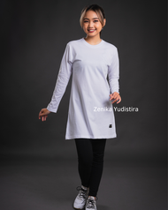 tunik kaos zenika / t-shirt / kaos wanita lengan panjang / kaos combed 24 s / kaos polos muslimah / 