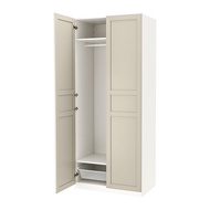 PAX/FLISBERGET 衣櫃/衣櫥, 白色/淺米色, 100x60x236 公分