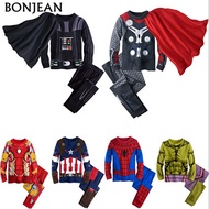 discount 2017 Spring kids pajamas clothes for boys Hulk superhero Batman  Iron Man costume Spiderman