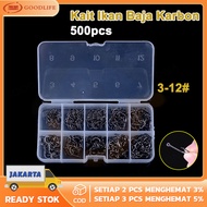 (Ready Stok)Kail Pancing Ikan Tajam dari No.3 s/d No.12 Kail Pancing Kail 500pcs Pancing Tajam Kail