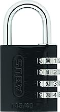 ABUS 145/40 C Aluminum Resettable Combination Padlock, 4 Dial, Black