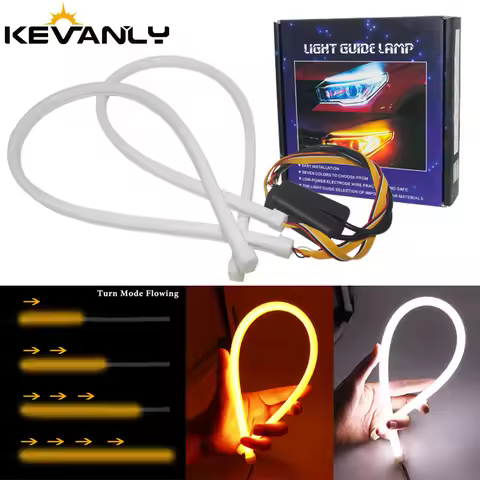 2PCS/lot 30cm 45cm 60cm DRL Flowing Flexible LED Tube Strip Daytime Running Lights Turn Signal Angel