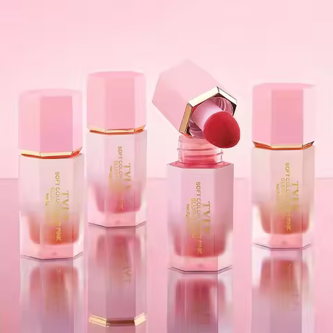3-Color Matte Liquid Powder Blusher Easy to Apply Durable Waterproof Powder Blusher Sponge Brush Hea