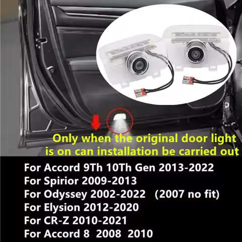 2Pcs Led Car Door Welcome Lamp 3D Projector Ghost Shadow Lights For Honda Accord 9Th 10Th Gen CR-Z C