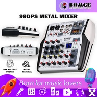 BOMGE Professional  DJ Audio Mixer - 6 Channel Bluetooth Controller Sound Mixer, USB Audio Interface, 2 Combo Jack XLR+6.35mm Mic/Line/Guitar in, 3.5mm, RCA AUX, 48V