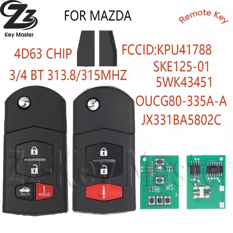 Zz FOR MAZDA 3/4BT flip key FCCID:KPU41788 SKE125-01 5WK43451 OUCG80-335A-A JX331BA5802C 4D63CHIPMaz