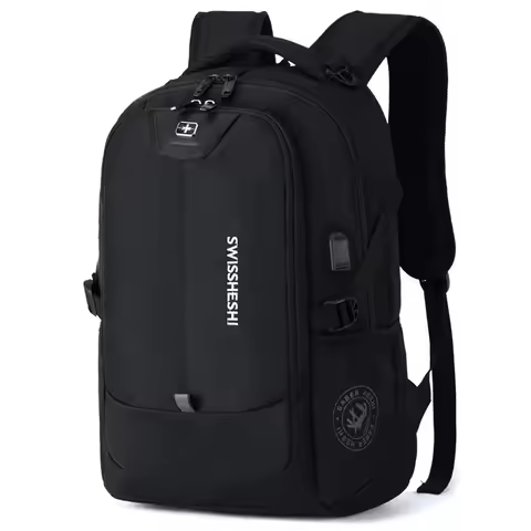 Swiss Army Men Backpack Large Business Travel Laptop Bag Student School Bag USB Charging Anti-theft 
