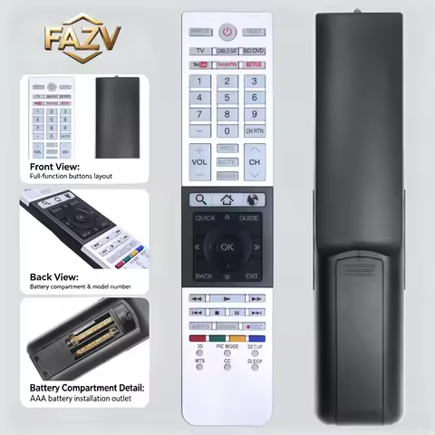 FAZV RM-L1328+ Remote Control for Toshiba CT-90429/90430/90427/90428/90444 47L6453D 40L6363DG 50L436