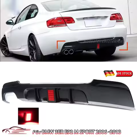 MagicKit Rear Bumper Lip Diffuser Wiht LED Light Rear Valance Spliiter For BMW E92 E93 335i M Sport