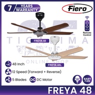FIERO FREYA 48 Inch 5 Blades 12 Speed Forward + Reverse Remote Control DC Motor Ceiling Fan Kipas Si