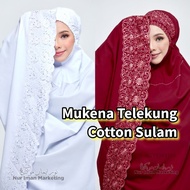 Telekung Cotton Kain Sembahyang Dewasa Mukena Murah Umrah Sulam Premium Putih Hitam Telekong Solat S