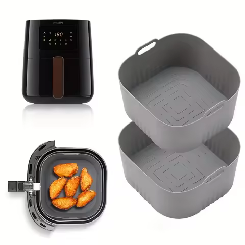 2Pcs Square Silicone Baking Tray for Air Fryer Compatible with Philips HD9252 HD9200 HD9255 Mini Cak