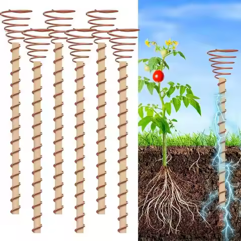 6PCS Electroculture Plant Stakes Gardening Copper Coil Antennas for Growing Garden Plants and Vegeta