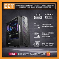 (2023 Latest) Mavite G1 Exclusive Black Diamond ARGB TG Gaming Desktop PC (R5-5600X,GTX1650-4GB,1TB,