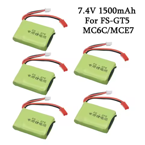 1-5Pcs 7.4v 1500mah Lipo Battery for Flysky FS-GT5 MC6C/MCE7 2.4G 6CH Transmitter Drone Battery 2S B