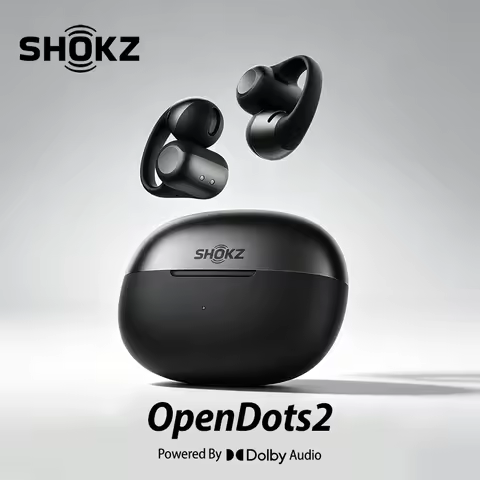 SHOKZ OpenDots 2 E320 Open-Ear Clip-On Earbuds with Upgraded Dolby Audio Bluetooth 6.1 Wireless Char