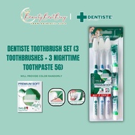 Dentiste Toothbrush Set (3 Toothbrushes + 3 Nighttime Toothpaste 5g)