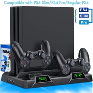 Đế Đứng PS4 / PS4 Slim / PS4 Pro Đế Sạc 2 Tay Cầm Điều Khiển Đế Giữ Đĩa Trò Chơi Quạt Làm Mát Cho Má