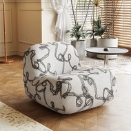 Rudai French Retro Ribbon Chair Creative Single Simple Suede Casual Seat Living Room Small Sofa Chai