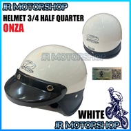 HELMET ONZA 3/4 HALF QUARTER CUT WITH SIRIM APRROVED - PLAIN COLOUR BLACK/WHITE TOPI