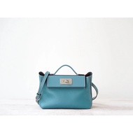 【MiyaBag】Mini 2424 leather silver buckle handbag shoulder bag crossbody bag,blue